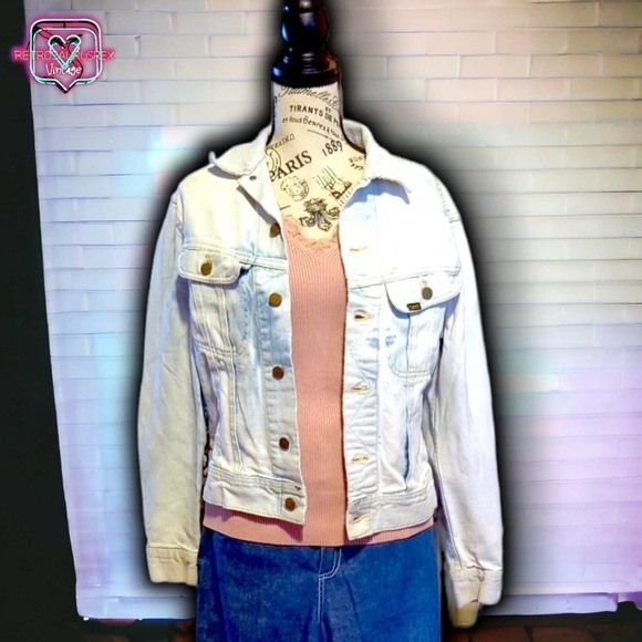 Vintage Totally 80s Lee Patd 153438 Acid Washed Denim Jean Jacket, medium - Picture 6 of 10